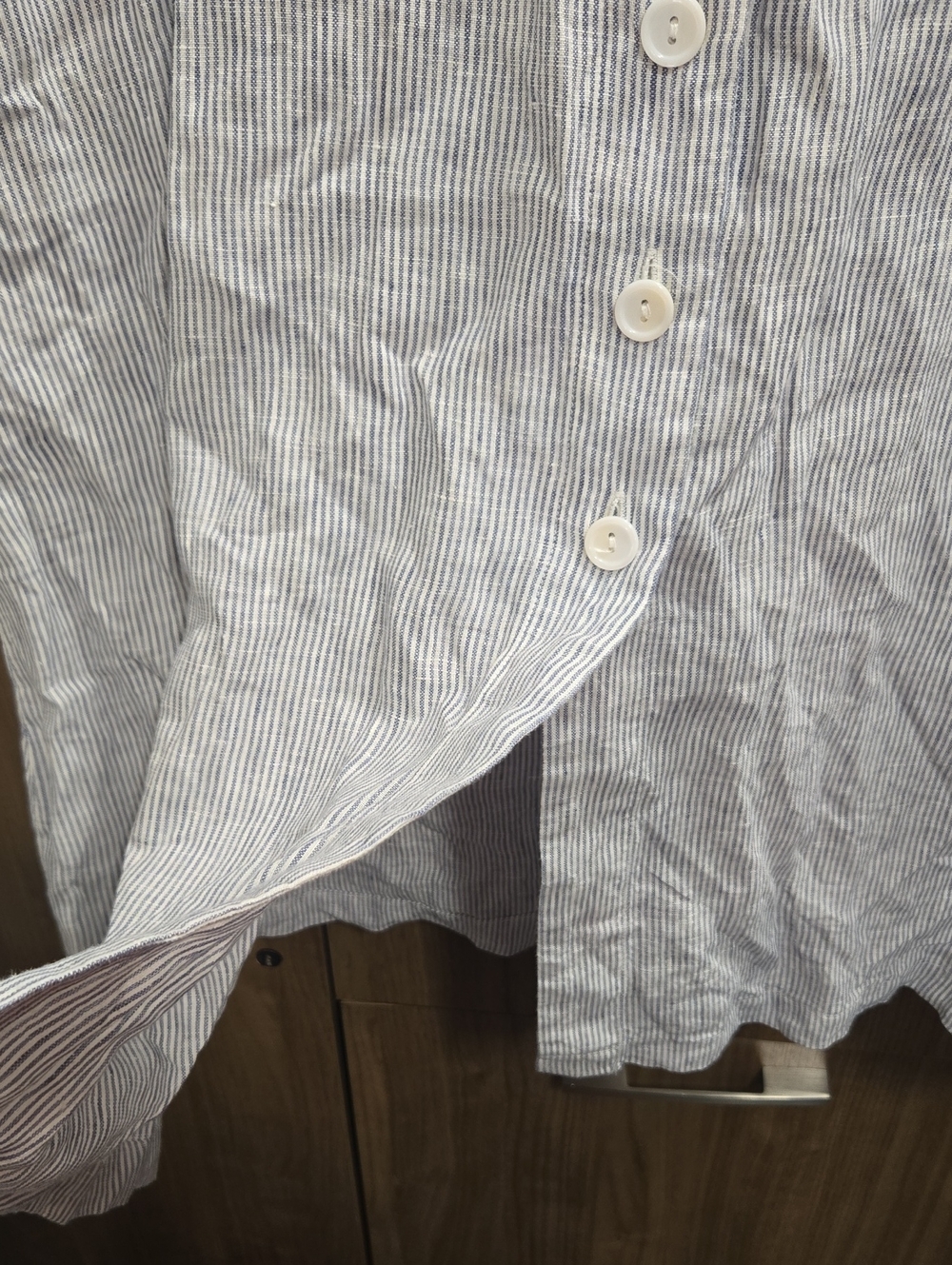 Quince-NWT-100% European Linen Button Front Dress in Blue Pin Stripe-Size XL - Picture 10 of 16